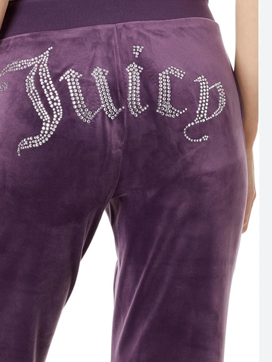 Juicy Couture Pants - Juicy Couture Purple Velour Rhinestone Logo Track Pants